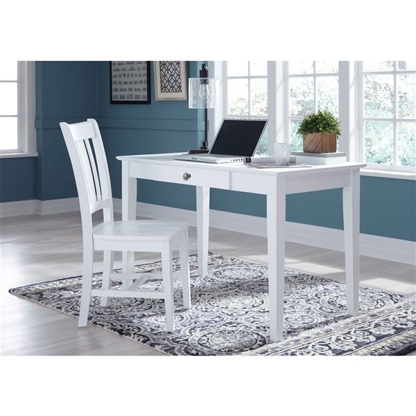 International Concepts Desk with Drawer - Basic Size and Chair - Beach White