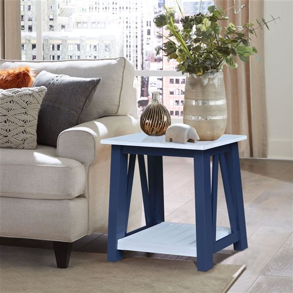 International Concepts Surrey Side Table - Blue/Antiqued Chalk