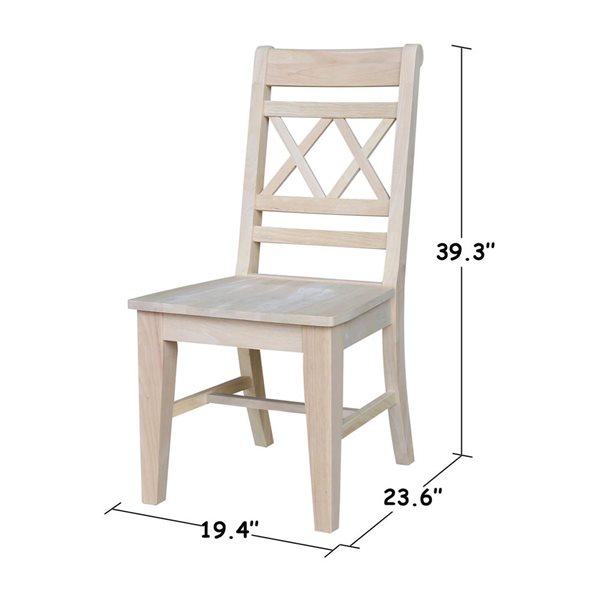 International Concepts Uinfinished Solid Wood Vista Desk with 2 Drawers and Chair