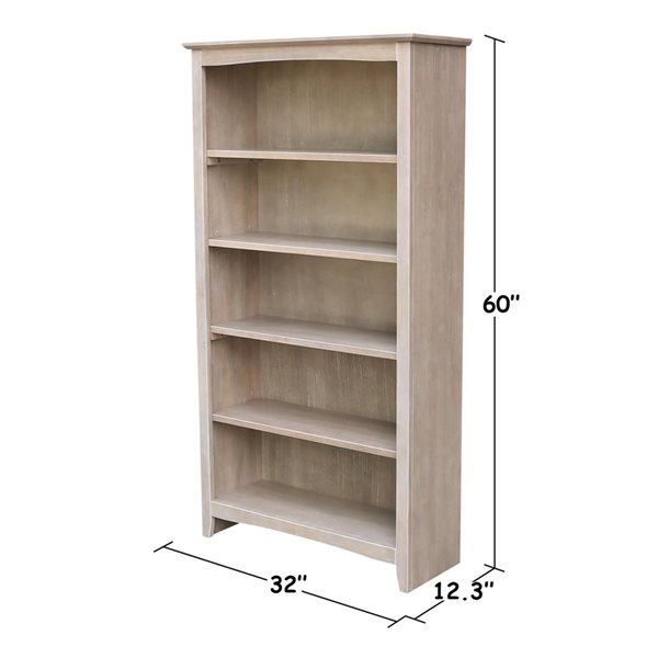 International Concepts Shaker Grey Solid Wood Bookcase - 60-in H