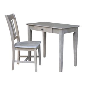 International Concepts Small Size Desk with Drawer and Chair - Washed Grey Taupe