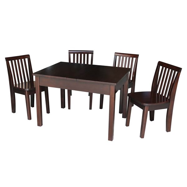 International Concepts Table with 4 Mission Juvenile Chairs - Rich Mocha