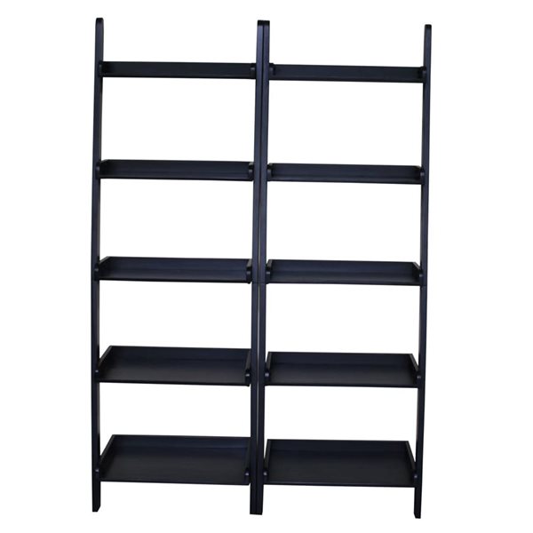 International Concepts 2-Piece Black Lean To Shelf Unit Set with 5 Shelves