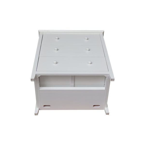 International Concepts Solid Wood Bedroom Dresser/Chest with 3 Drawers - White