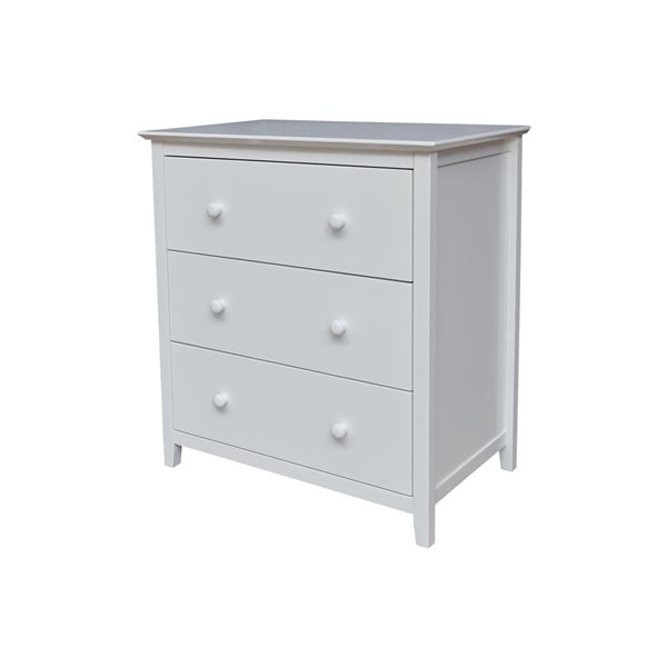 International Concepts Solid Wood Bedroom Dresser/Chest with 3 Drawers - White