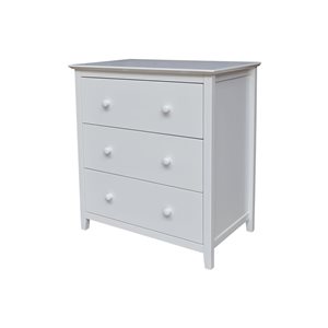 International Concepts Solid Wood Bedroom Dresser/Chest with 3 Drawers - White