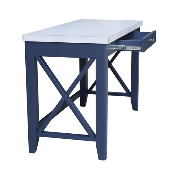 International Concepts Hampton Desk with Double XX Back Chair - Blue/Antiqued Chalk