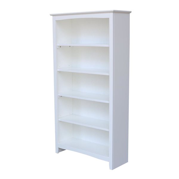 International Concepts Shaker White Solid Wood Bookcase - 60-in H