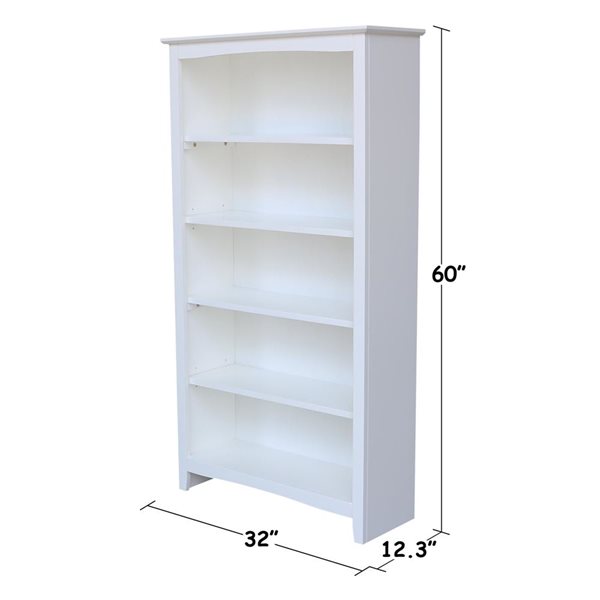 International Concepts Shaker White Solid Wood Bookcase - 60-in H