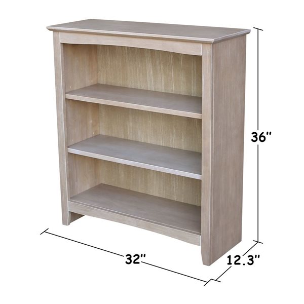 International Concepts Shaker Grey Solid Wood Bookcase - 36-in H