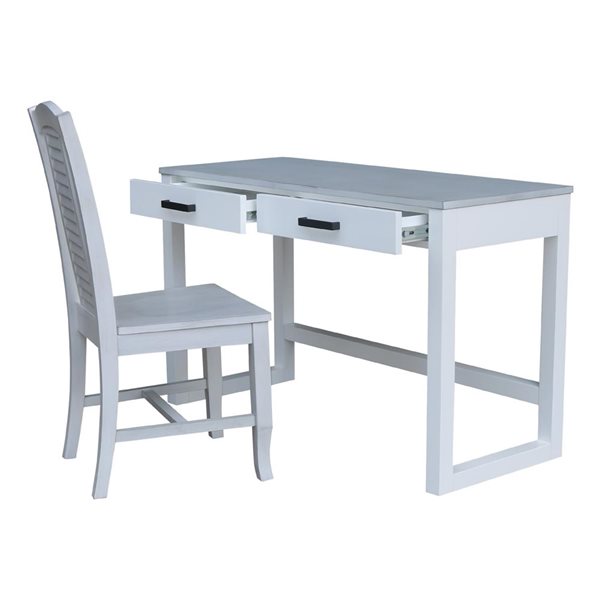 International Concepts Carson Desk with Two Drawers and Chair - Chalk/White