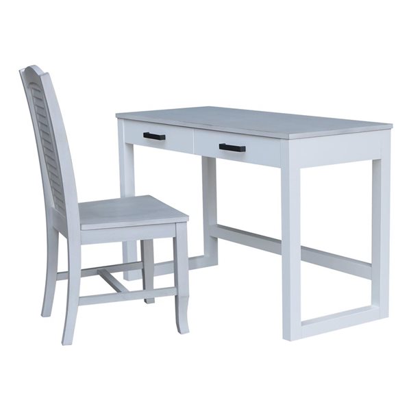 International Concepts Carson Desk with Two Drawers and Chair - Chalk/White