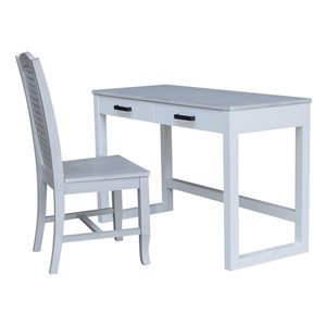 International Concepts Carson Desk with Two Drawers and Chair - Chalk/White