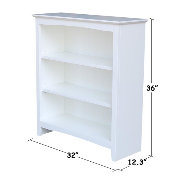 International Concepts Shaker White Solid Wood Bookcase - 36-in H