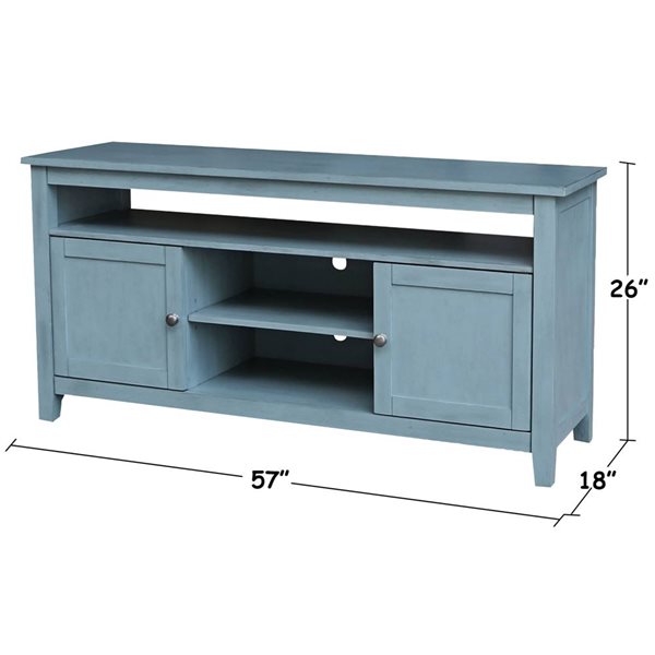 International Concepts Entertainment / TV Stand with 2 Doors - Antique Rubbed Ocean Blue