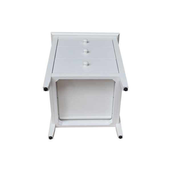 International Concepts Solid Wood Bedroom Nightstand with 3 Drawers, White