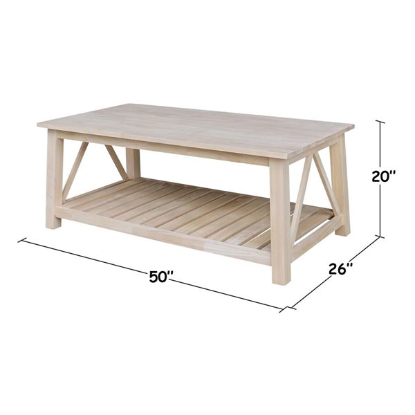 International Concepts Surrey Coffee Table - Unfinished