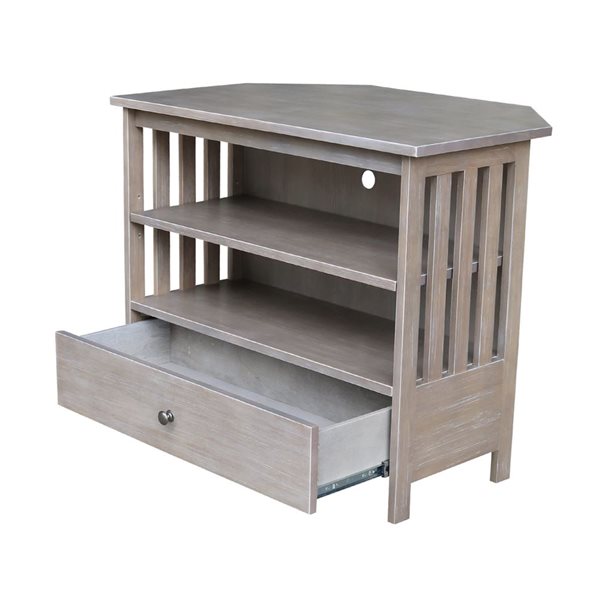 International Concepts Mission Corner TV Stand - Washed Grey Taupe