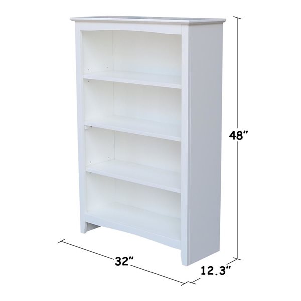 International Concepts Shaker White Solid Wood Bookcase - 48-in H