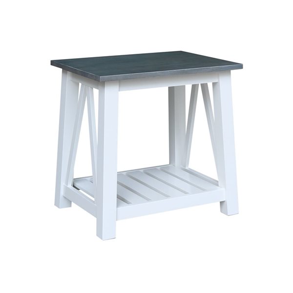 International Concepts Surrey End Table - White/Heather Grey