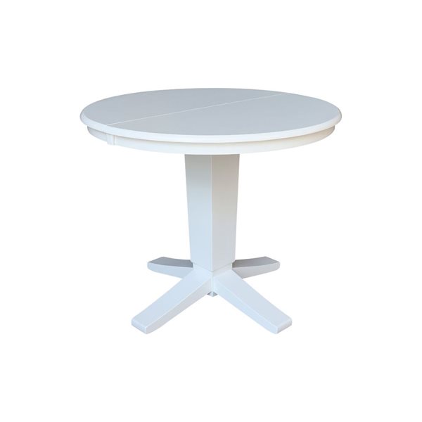 International Concepts 3-Pc 36-in Solid Wood Round Extension Dining Table Set with 2 Dining Chairs - White