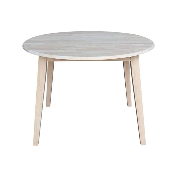 International Concepts 3-Pc 42-in Solid Unfinished Wood Round Dual Drop Leaf Dining Table Set w/ 2 Chairs