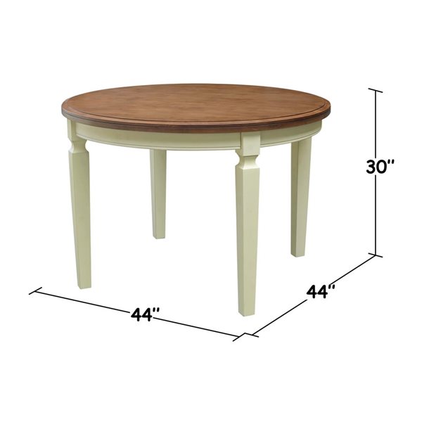 International Concepts 44-in Solid Wood Round Top Dining Table with 4 Dining Chairs in Hickory/Shell