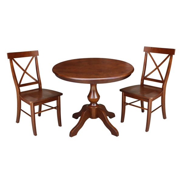 International Concepts 36-in Solid Wood Round Top Pedestal Dining Table ...