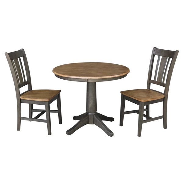 International Concepts 36-in Round Top Pedestal Dining Table with 2 San Remo Chairs