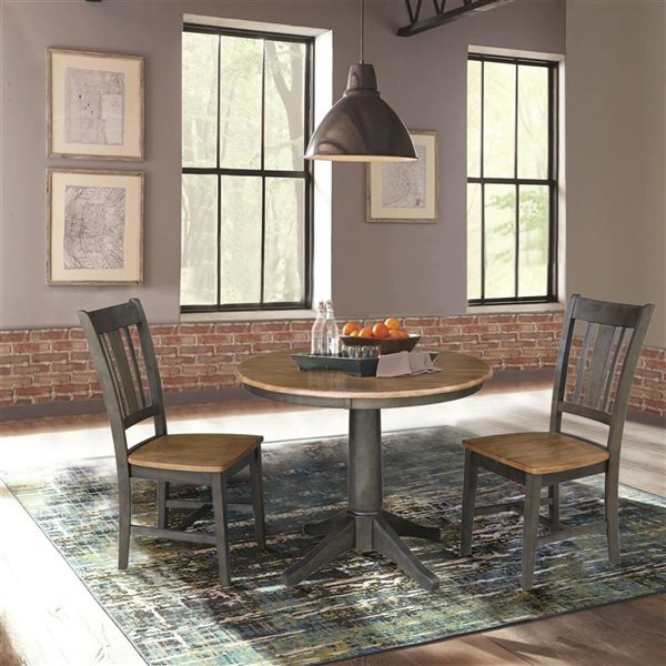 International Concepts 36-in Round Top Pedestal Dining Table with 2 San Remo Chairs