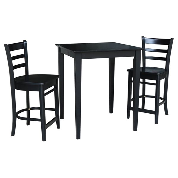International Concepts 30 x 30-in Gathering Height Table with 2 Emily Counter Height Stools - 3 Piece Set