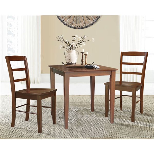 International Concepts 30 x 30-in Dining Table with 2 LadderBack Chairs