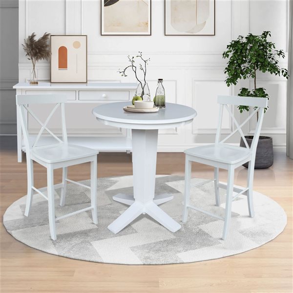 International Concepts 30-in Solid Wood Round Top Pedestal Dining