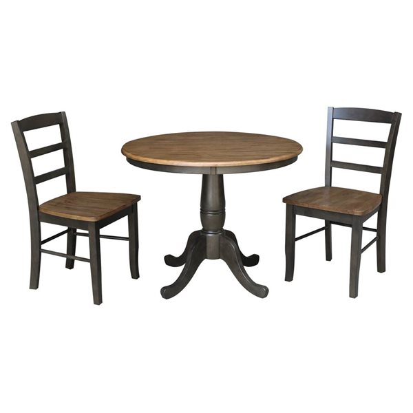 International Concepts 36-in Round Pedestal Dining Table with 2 Madrid LadderBack Chairs