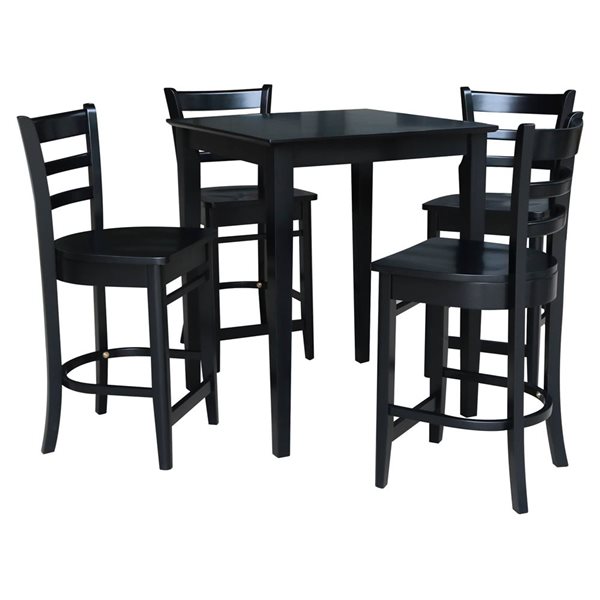 International Concepts 30 x 30-in Gathering Height Table with 4 Emily Counter Height Stools - 5 Piece Set