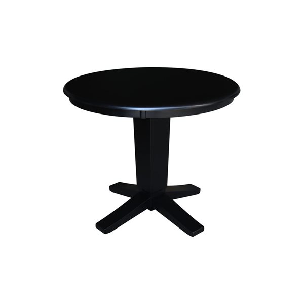 International Concepts 36-in Solid Wood Round Top Dining Table with 2 Chairs in Black/Distressed Oak