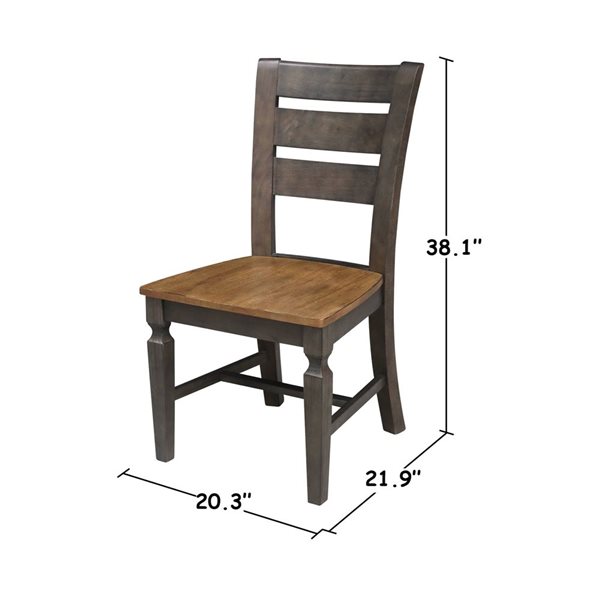 International Concepts 44-in Solid Wood Round Top Dining Table with 4 Dining Chairs - Hickory/Washed Coal