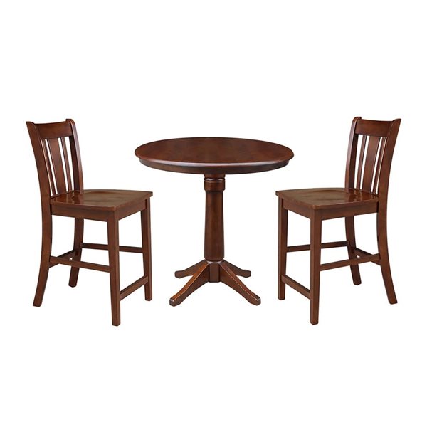 International Concepts 36-in Round Pedestals Gathering Height Dining Table with 2 Counter Height Stools