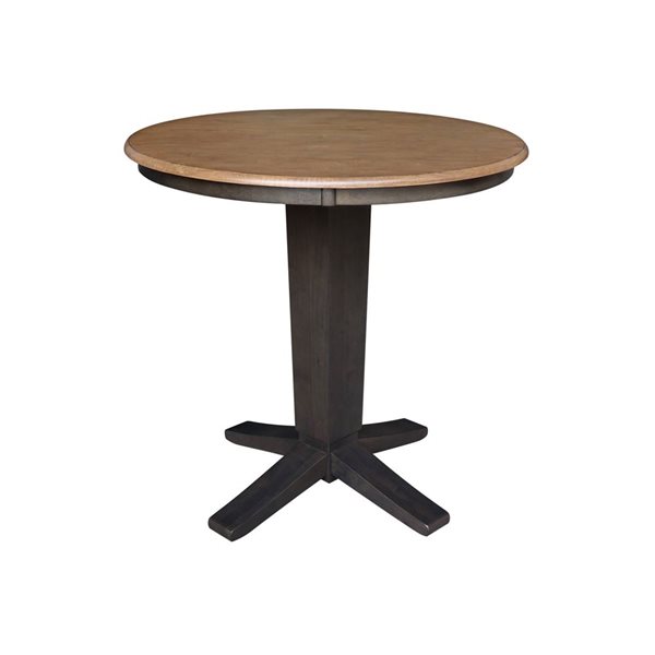 International Concepts 36-in Solid Wood Round Top Pedestal Dining Table with 4 Counter Height Stools
