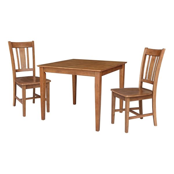 International Concepts 36 x 36-in Solid Wood Dining Table with 2 SplatBack Chairs - Distressed Oak