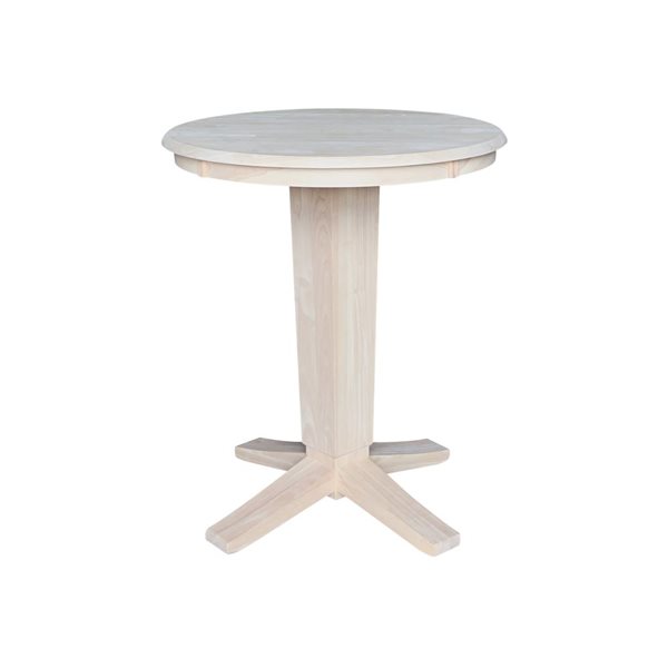 International Concepts 30-in Solid Wood Round Top Pedestal Dining Table with 2 Counter Height Stools - Unfinished