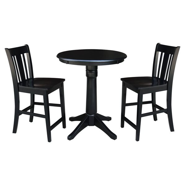 International Concepts 30-in Round Pedestal Gathering Height Table with 2 San Remo Counter Height Stools