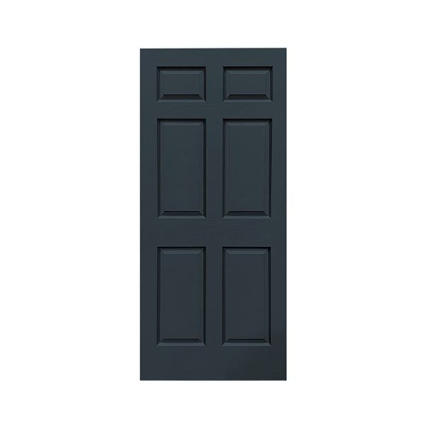 CALHOME 30 x 80-in Charcoal Grey Painted Finished Composite MDF 6 Panel Interior Door Slab for Pocket Door