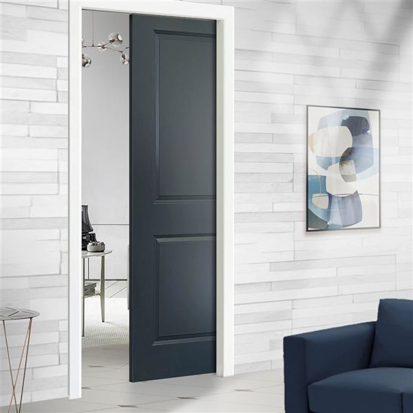 CALHOME 30 x 80-in Charcoal Grey Painted Finished Composite MDF 2 Panel Interior Door Slab for Pocket Door