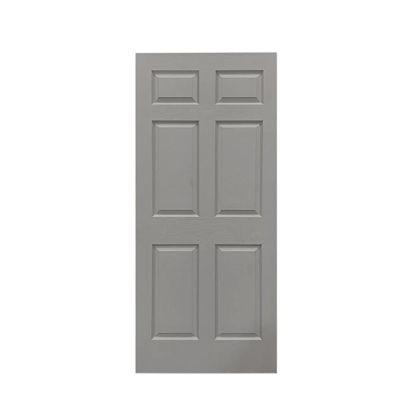 CALHOME 36 x 80-in Light Grey Painted Finished Composite MDF 6 Panel Interior Door Slab for Pocket Door