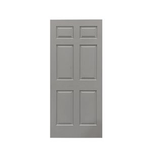 CALHOME 36 x 80-in Light Grey Painted Finished Composite MDF 6 Panel Interior Door Slab for Pocket Door