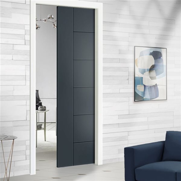 CALHOME Metropolitan Series 30 x 80-in Charcoal Grey Stained Composite MDF Panelled Interior Door Slab for Pocket Door