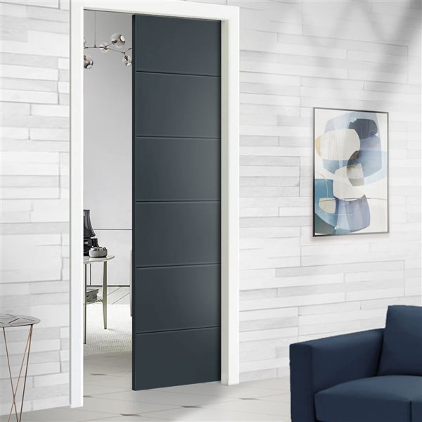 CALHOME Modern Classic Series 30 x 80-in Charcoal Grey Stained Composite MDF Panelled Interior Door Slab for Pocket Door