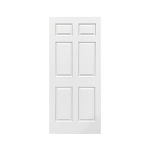 CALHOME 30 x 80-in White Painted Finished Composite MDF 6 Panel Interior Door Slab for Pocket Door