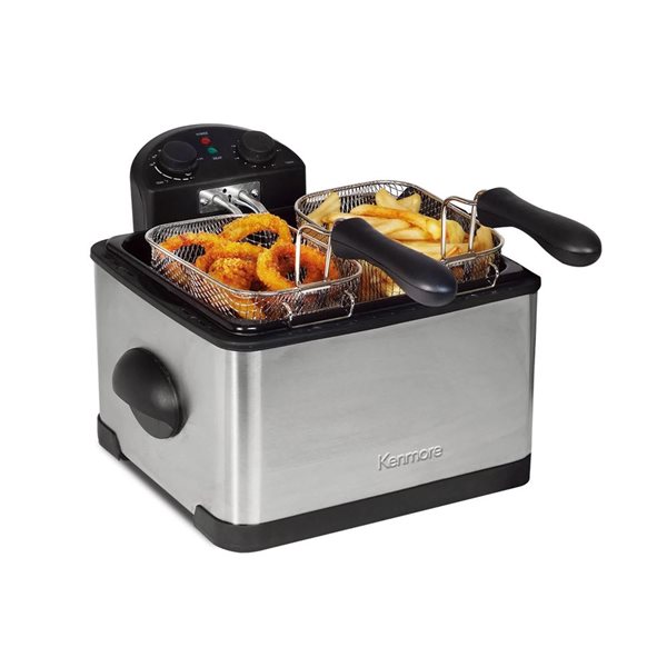Kenmore 4L/17 Cup 1700 W Deep Fryer with 3 Frying Baskets, Stainless Steel